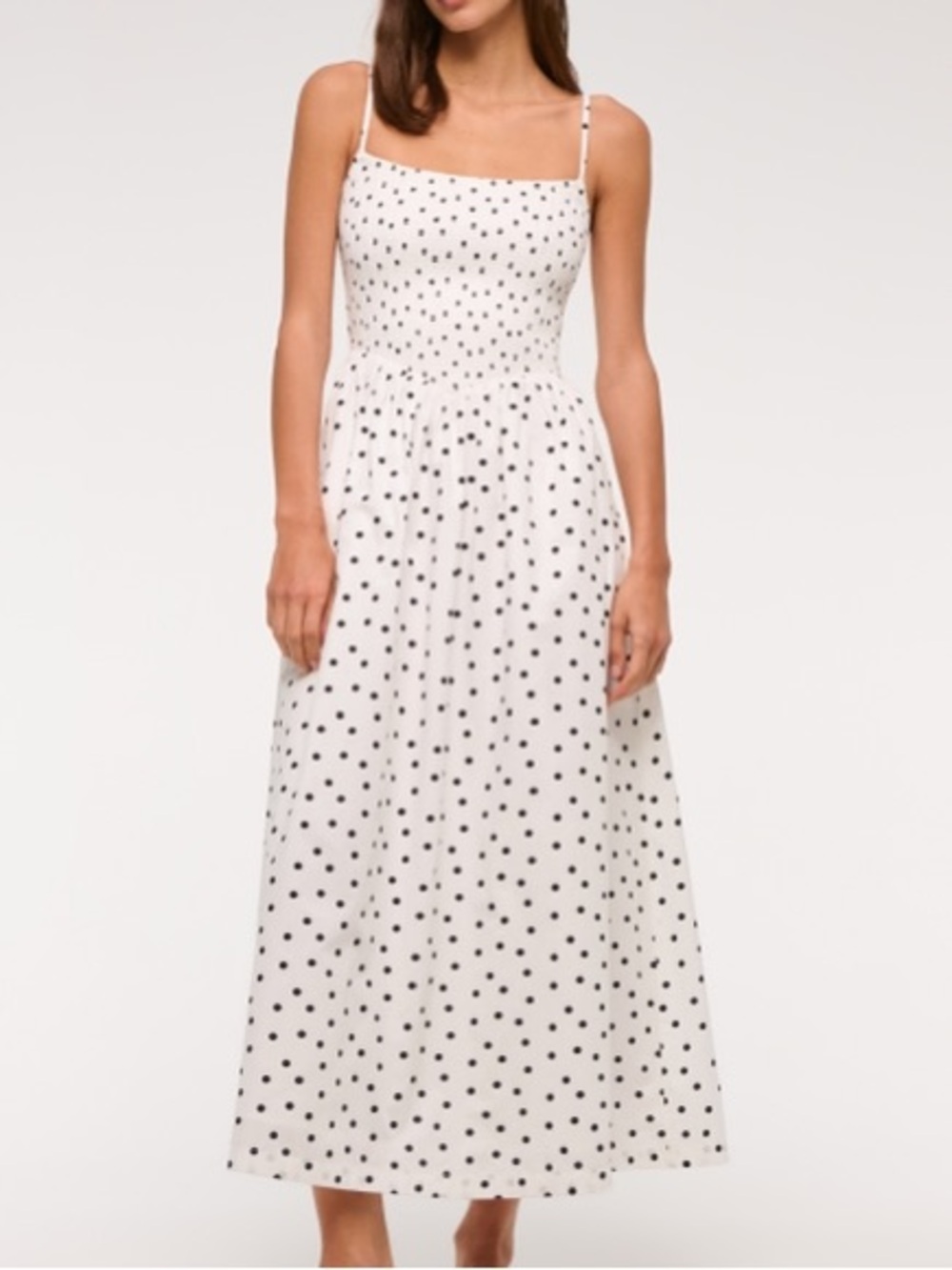 Abercrombie & Fitch Dipped-Waist Smocked Midi Dress